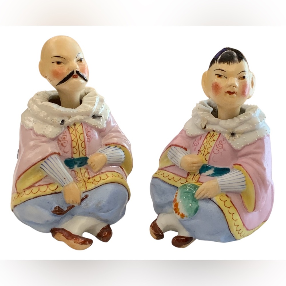 RARE Early 1800’s, Pair of German Bisque Porcelain
 “Nodder Head” Figurines‎